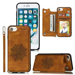 Luxury Mandala Multi-function Magnetic Card Slots Stand Leather Back Cover for iPhone 6s 6 6G(4.7 inch) - Brown