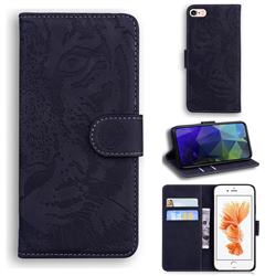 Intricate Embossing Tiger Face Leather Wallet Case for iPhone 6s 6 6G(4.7 inch) - Black