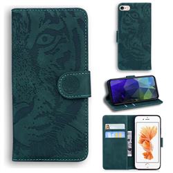 Intricate Embossing Tiger Face Leather Wallet Case for iPhone 6s 6 6G(4.7 inch) - Green