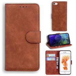 Retro Classic Skin Feel Leather Wallet Phone Case for iPhone 6s 6 6G(4.7 inch) - Brown