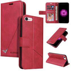 GQ.UTROBE Right Angle Silver Pendant Leather Wallet Phone Case for iPhone 6s 6 6G(4.7 inch) - Red