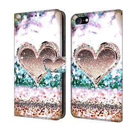 Pink Diamond Heart Crystal PU Leather Protective Wallet Case Cover for iPhone 6s 6 6G(4.7 inch)