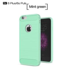 Luxury Carbon Fiber Brushed Wire Drawing Silicone TPU Back Cover for iPhone 6s Plus / 6 Plus 6P(5.5 inch) (Mint Green)