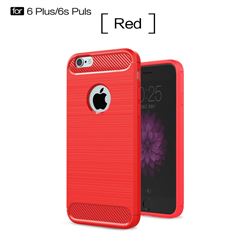 Luxury Carbon Fiber Brushed Wire Drawing Silicone TPU Back Cover for iPhone 6s Plus / 6 Plus 6P(5.5 inch) (Red)