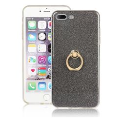 Luxury Soft TPU Glitter Back Ring Cover with 360 Rotate Finger Holder Buckle for iPhone 6s Plus / 6 Plus 6P(5.5 inch) - Black
