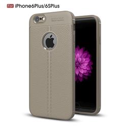 Luxury Auto Focus Litchi Texture Silicone TPU Back Cover for iPhone 6s Plus / 6 Plus 6P(5.5 inch) - Gray