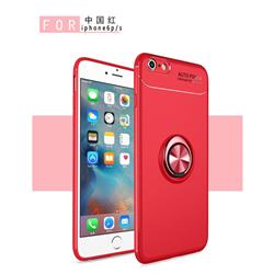 Auto Focus Invisible Ring Holder Soft Phone Case for iPhone 6s Plus / 6 Plus 6P(5.5 inch) - Red