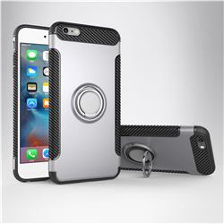 Armor Anti Drop Carbon PC + Silicon Invisible Ring Holder Phone Case for iPhone 6s Plus / 6 Plus 6P(5.5 inch) - Silver