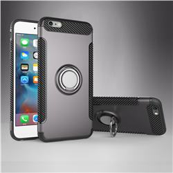 Armor Anti Drop Carbon PC + Silicon Invisible Ring Holder Phone Case for iPhone 6s Plus / 6 Plus 6P(5.5 inch) - Grey