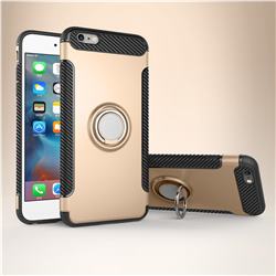 Armor Anti Drop Carbon PC + Silicon Invisible Ring Holder Phone Case for iPhone 6s Plus / 6 Plus 6P(5.5 inch) - Champagne