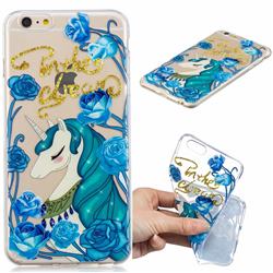 Blue Flower Unicorn Clear Varnish Soft Phone Back Cover for iPhone 6s Plus / 6 Plus 6P(5.5 inch)