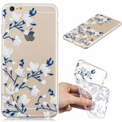 Magnolia Flower Clear Varnish Soft Phone Back Cover for iPhone 6s Plus / 6 Plus 6P(5.5 inch)