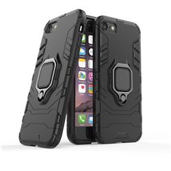 Black Panther Armor Metal Ring Grip Shockproof Dual Layer Rugged Hard Cover for iPhone 6s Plus / 6 Plus 6P(5.5 inch) - Black