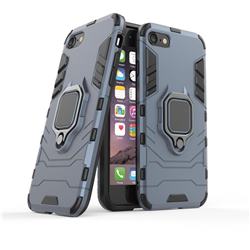 Black Panther Armor Metal Ring Grip Shockproof Dual Layer Rugged Hard Cover for iPhone 6s Plus / 6 Plus 6P(5.5 inch) - Blue