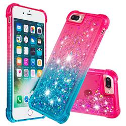 Rainbow Gradient Liquid Glitter Quicksand Sequins Phone Case for iPhone 6s Plus / 6 Plus 6P(5.5 inch) - Pink Blue