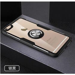 Acrylic Glass Carbon Invisible Ring Holder Phone Cover for iPhone 6s Plus / 6 Plus 6P(5.5 inch) - Silver Black