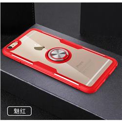Acrylic Glass Carbon Invisible Ring Holder Phone Cover for iPhone 6s Plus / 6 Plus 6P(5.5 inch) - Charm Red