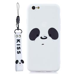 White Feather Panda Soft Kiss Candy Hand Strap Silicone Case for iPhone 6s Plus / 6 Plus 6P(5.5 inch)
