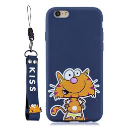 Blue Cute Cat Soft Kiss Candy Hand Strap Silicone Case for iPhone 6s Plus / 6 Plus 6P(5.5 inch)
