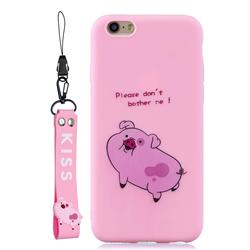 Pink Cute Pig Soft Kiss Candy Hand Strap Silicone Case for iPhone 6s Plus / 6 Plus 6P(5.5 inch)