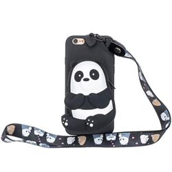 Cute Panda Neck Lanyard Zipper Wallet Silicone Case for iPhone 6s Plus / 6 Plus 6P(5.5 inch)