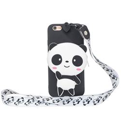 White Panda Neck Lanyard Zipper Wallet Silicone Case for iPhone 6s Plus / 6 Plus 6P(5.5 inch)