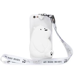 White Polar Bear Neck Lanyard Zipper Wallet Silicone Case for iPhone 6s Plus / 6 Plus 6P(5.5 inch)