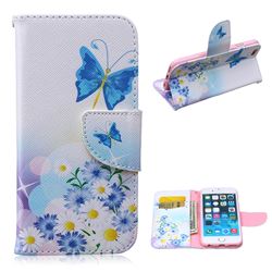 Butterflies Flowers Leather Wallet Case for iPhone 6 Plus (5.5 inch)
