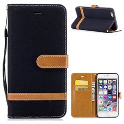Jeans Cowboy Denim Leather Wallet Case for iPhone 6s Plus / 6 Plus 6P(5.5 inch) - Black