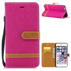 Jeans Cowboy Denim Leather Wallet Case for iPhone 6s Plus / 6 Plus 6P(5.5 inch) - Rose