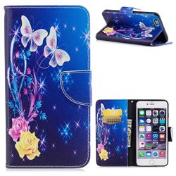 Yellow Flower Butterfly Leather Wallet Case for iPhone 6s Plus / 6 Plus 6P(5.5 inch)
