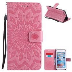 Embossing Sunflower Leather Wallet Case for iPhone 6s Plus / 6 Plus 6P(5.5 inch) - Pink