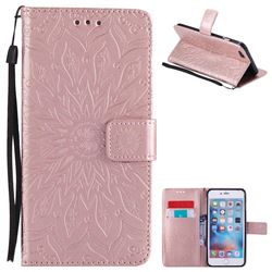 Embossing Sunflower Leather Wallet Case for iPhone 6s Plus / 6 Plus 6P(5.5 inch) - Rose Gold