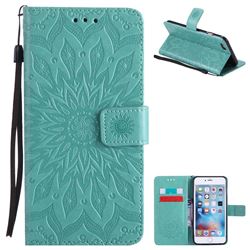 Embossing Sunflower Leather Wallet Case for iPhone 6s Plus / 6 Plus 6P(5.5 inch) - Green