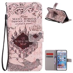 Castle The Marauders Map PU Leather Wallet Case for iPhone 6s Plus / 6 Plus 6P(5.5 inch)