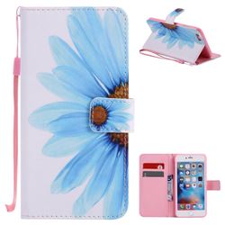 Blue Sunflower PU Leather Wallet Case for iPhone 6s Plus / 6 Plus 6P(5.5 inch)