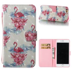 Flamingo and Azaleas 3D Painted Leather Wallet Case for iPhone 6s Plus / 6 Plus 6P(5.5 inch)