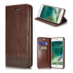 Magnetic Suck Stitching Slim Leather Wallet Case for iPhone 6s Plus / 6 Plus 6P(5.5 inch) - Brown