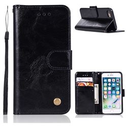 Luxury Retro Leather Wallet Case for iPhone 6s Plus / 6 Plus 6P(5.5 inch) - Black