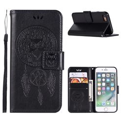Intricate Embossing Owl Campanula Leather Wallet Case for iPhone 6s Plus / 6 Plus 6P(5.5 inch) - Black