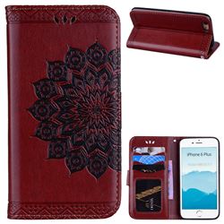 Datura Flowers Flash Powder Leather Wallet Holster Case for iPhone 6s Plus / 6 Plus 6P(5.5 inch) - Brown