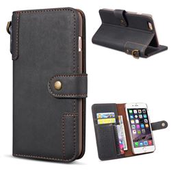 Retro Luxury Cowhide Leather Wallet Case for iPhone 6s Plus / 6 Plus 6P(5.5 inch) - Black