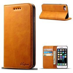 Suteni Simple Style Calf Stripe Leather Wallet Phone Case for iPhone 6s Plus / 6 Plus 6P(5.5 inch) - Khaki