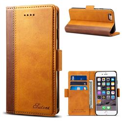Suteni Calf Stripe Dual Color Leather Wallet Flip Case for iPhone 6s Plus / 6 Plus 6P(5.5 inch) - Khaki