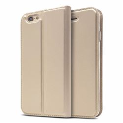 Ultra Slim Card Magnetic Automatic Suction Leather Wallet Case for iPhone 6s Plus / 6 Plus 6P(5.5 inch) - Champagne
