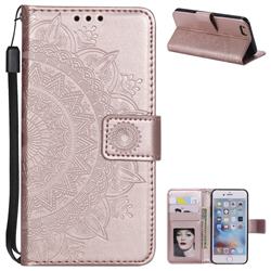 Intricate Embossing Datura Leather Wallet Case for iPhone 6s Plus / 6 Plus 6P(5.5 inch) - Rose Gold