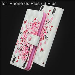 Tree and Cat 3D Painted Leather Wallet Case for iPhone 6s Plus / 6 Plus 6P(5.5 inch)