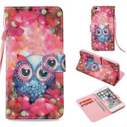 Flower Owl 3D Painted Leather Wallet Case for iPhone 6s Plus / 6 Plus 6P(5.5 inch)
