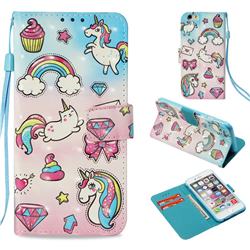 Diamond Pony 3D Painted Leather Wallet Case for iPhone 6s Plus / 6 Plus 6P(5.5 inch)