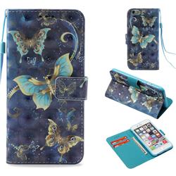 Three Butterflies 3D Painted Leather Wallet Case for iPhone 6s Plus / 6 Plus 6P(5.5 inch)